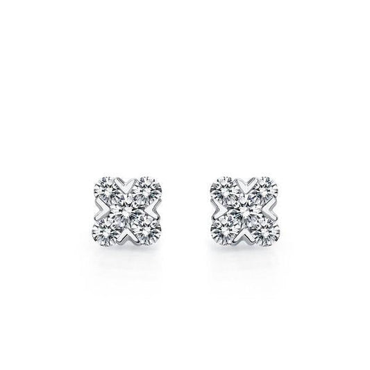 Orecchini A Bottone In Oro Bianco 14K Con Naturale Diamanti A Taglio Rotondo Da 4 Carati Novità