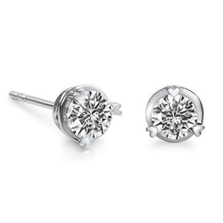 Orecchini A Bottone In Oro Bianco Con Genuino Diamanti A Taglio Rotondo Da 3.20 Ct