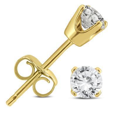 Orecchini A Bottone In Oro Giallo 14K Con Naturale Diamanti 3 Carati