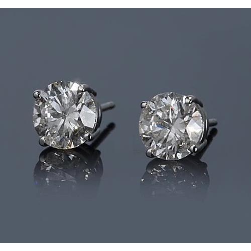 Orecchini A Bottone Rotondi Con Naturale Diamante Da 2 Carati