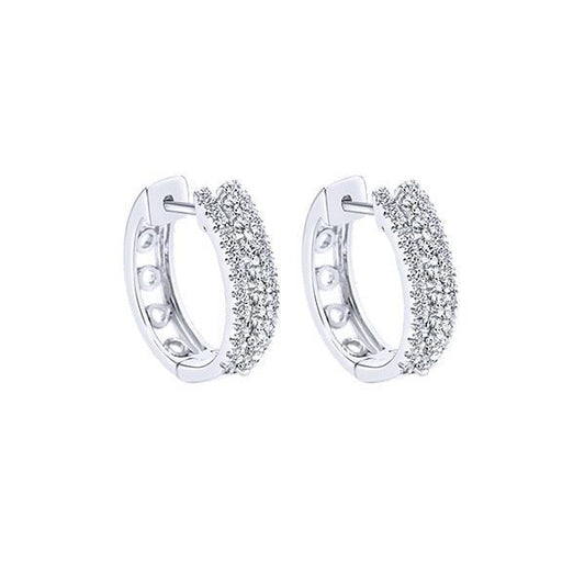 Orecchini A Cerchio Da Donna In Oro Bianco 14K Con Naturale Diamanti A Taglio Rotondo Scintillante Da 3 Ct