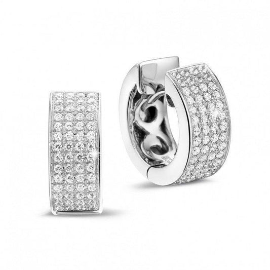 Orecchini A Cerchio Da Donna In Oro Bianco 14K Con Naturale Diamanti Taglio Brillante Da 4.50 Ct