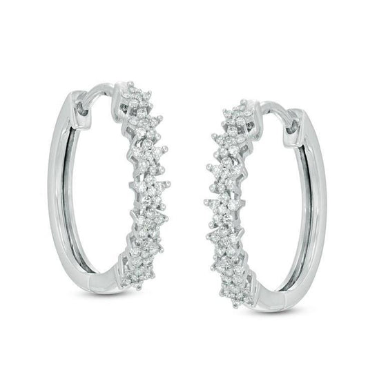 Orecchini A Cerchio Da Donna In Oro Bianco 14K Con Vero Diamanti A Taglio Rotondo Piccoli Da 2.50 Ct