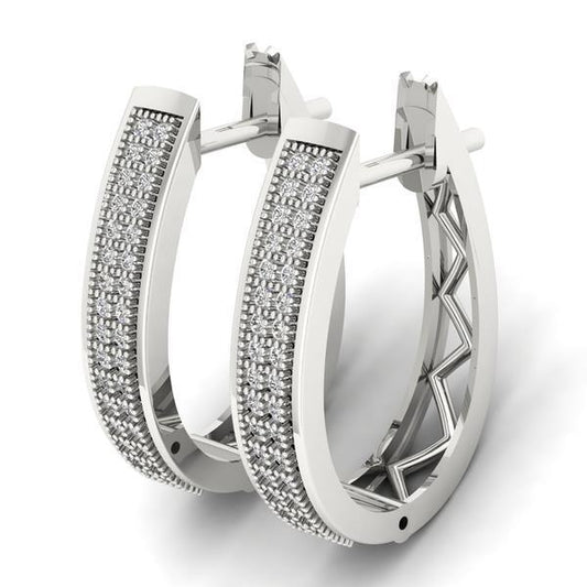 Orecchini A Cerchio Da Donna In Oro Bianco 14K F Vvs1 3.40 Ct Con Vero Diamanti A Taglio Rotondo