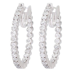 Orecchini A Cerchio Da Donna In Oro Bianco Con Naturale Diamanti Taglio Brillante Rotondo 5.60 Ct