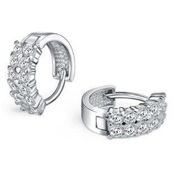 Orecchini A Cerchio In Oro Bianco 14K Con Genuino Diamanti Taglio Brillante Scintillante Da 3.60 Ct