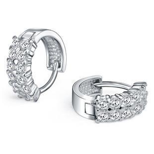 Orecchini A Cerchio In Oro Bianco 14K Con Genuino Diamanti Taglio Brillante Scintillante Da 3.60 Ct