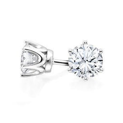 Orecchini A Forma Di Corona Con Borchie Da Donna Con Genuino Diamanti Da 3 Ct Wg 14K Set Di Sei Griffe