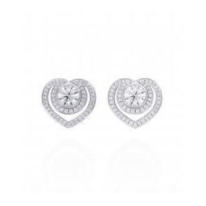 Orecchini A Lobo A Forma Di Cuore Halo 2 Carati Con Vero Diamanti Rotondi In Oro Bianco 14K