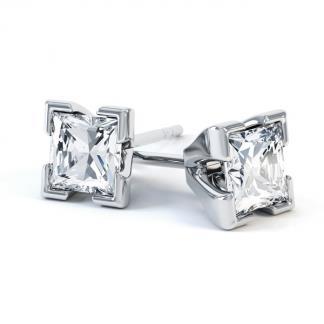 Orecchini A Lobo Con Brillanti Vero Diamanti Taglio Princess Da 3.50 Ct.