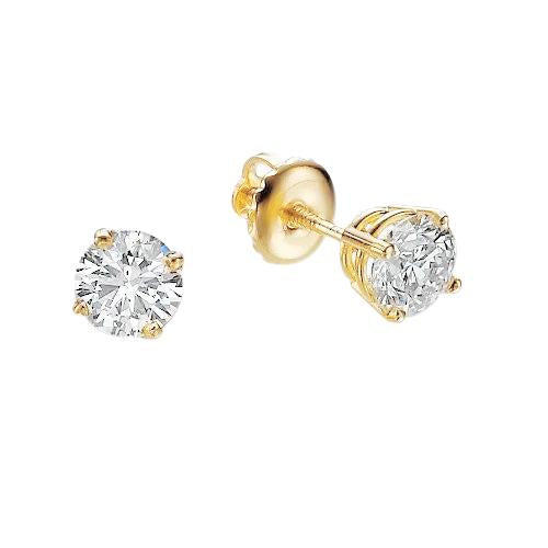 Orecchini A Lobo Con Genuino Diamanti Scintillanti Da 2,50 Carati In Oro Giallo 14K