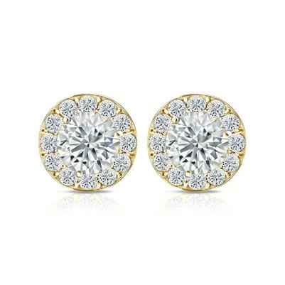 vero round diamante 3.80carati orecchino vista frontale