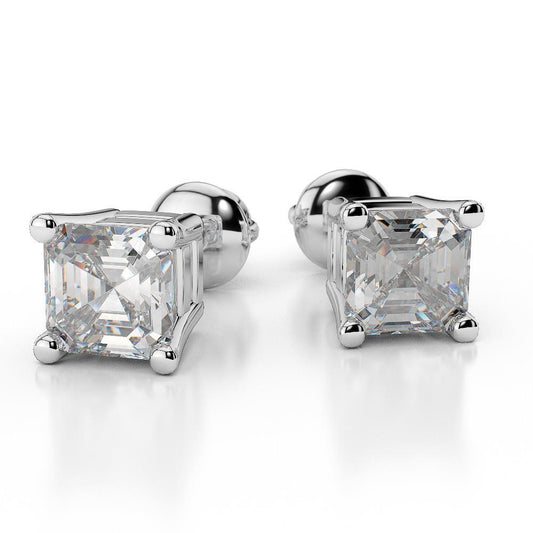 Orecchini A Lobo Con Genuino Diamanti Taglio Asscher Da 3 Carati Wg 14K