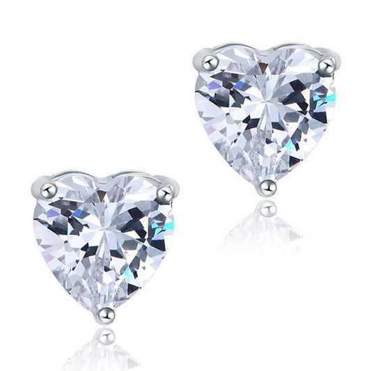 Orecchini A Lobo Con Genuino Diamanti Taglio Cuore Da 1.5 Ct In Oro Bianco Massiccio Scintillante