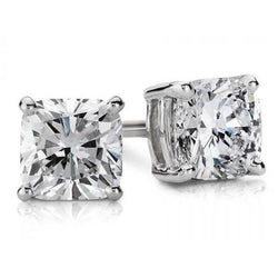 Orecchini A Lobo Con Genuino Diamanti Taglio Cuscino Scintillanti 5.50 Carati Oro 14K
