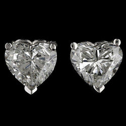 Orecchini A Lobo Con Naturale Diamante Solitario Taglio Cuore Scintillante Oro Bianco 14K