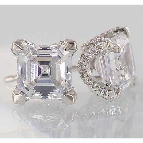 Orecchini A Lobo Con Naturale Diamanti 1.50 Carati Asscher & Round Cut