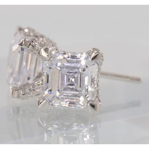 Orecchini A Lobo Con Naturale Diamanti 1.50 Carati Asscher & Round Cut