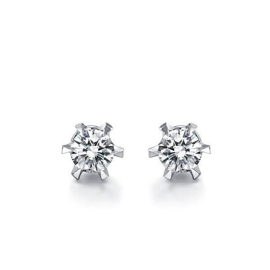 Orecchini A Lobo Con Naturale Diamanti A Taglio Rotondo Da 2.50 Carati. Oro Bianco 14K