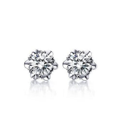 Orecchini A Lobo Con Naturale Diamanti A Taglio Rotondo Da 4.50 Carati In Oro Bianco 14K