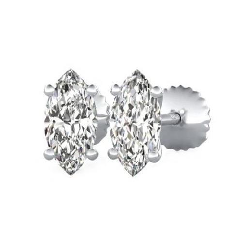 Orecchini A Lobo Con Naturale Diamanti Taglio Marquise 2.50 Carati Oro Bianco 14K