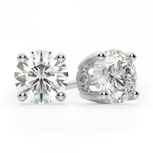 Orecchini A Lobo Con Naturale Diamanti Taglio Rotondo 3.50 Ct. Oro Bianco 14K