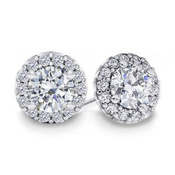 Orecchini A Lobo Con Naturale Diamanti Taglio Rotondo Scintillante 4.60 Carati Wg 14K