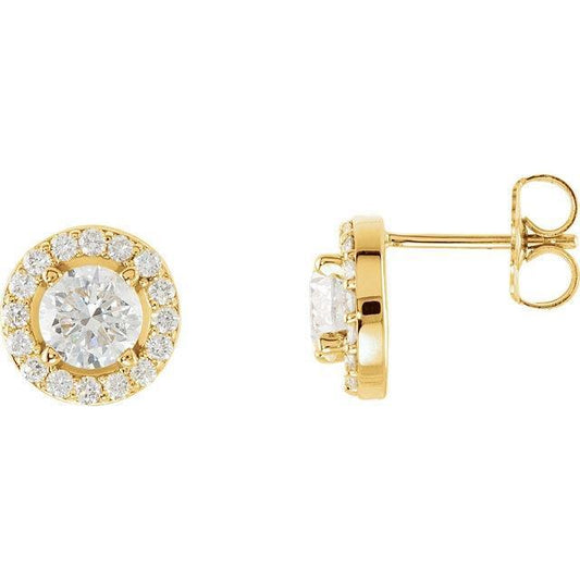 Orecchini A Lobo Con Vero Diamanti Halo Scintillanti Da 2.85 Carati Nuovo Oro Giallo 14K