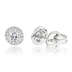 Orecchini A Lobo Con Vero Diamanti Scintillanti Da 3.20 Carati Taglio Rotondo. Oro Bianco 14K