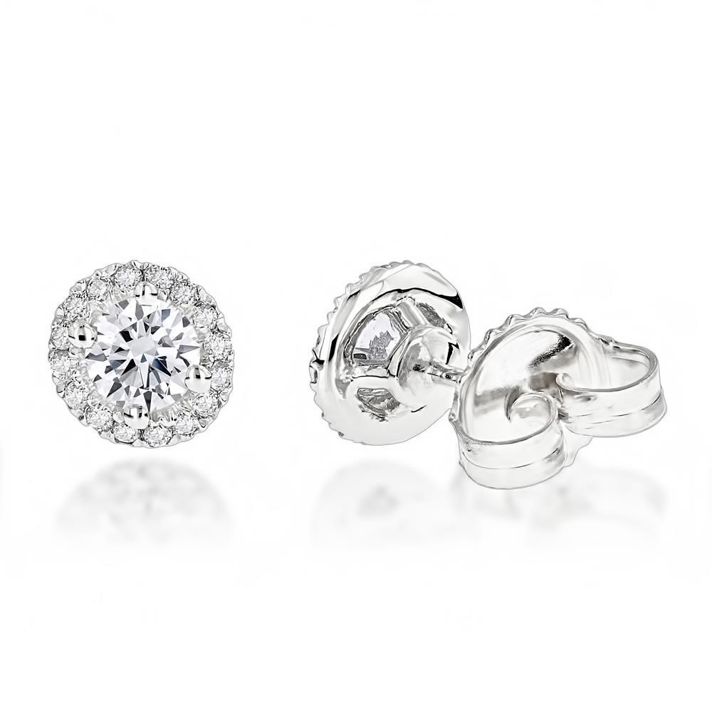 Orecchini A Lobo Con Vero Diamanti Scintillanti Da 3.20 Carati Taglio Rotondo. Oro Bianco 14K