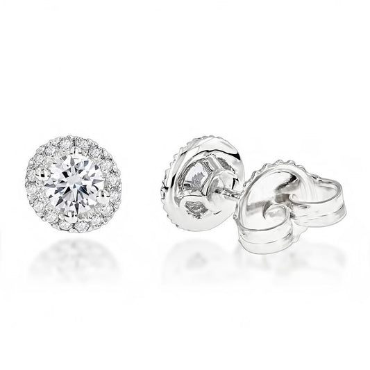 vero round diamante 3.20carati orecchino vista frontale