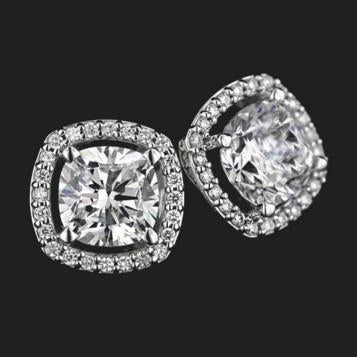 vero round diamante 3.50carati orecchino vista frontale