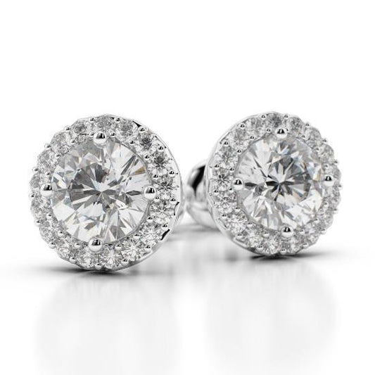 Orecchini A Lobo Da Donna Con Vero Diamanti Tondi Da 4.60 Carati In Oro Bianco 14K