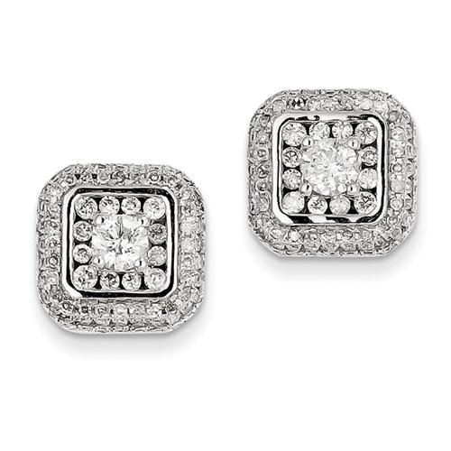 Orecchini A Perno In Oro Bianco 14K Con Naturale Diamanti. 2.50 Carati A Borchie-Halo