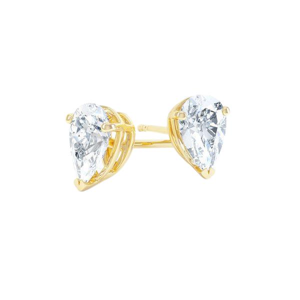 Orecchini A bottone Da Donna In Oro Giallo 14K Con Naturale Diamante Taglio A Pera Da 2.50 Carati