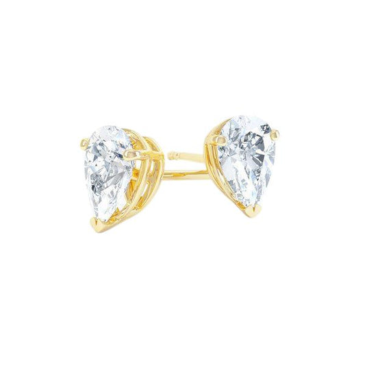 Orecchini A bottone Da Donna In Oro Giallo 14K Con Naturale Diamante Taglio A Pera Da 2.50 Carati