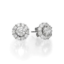 Orecchini Da Donna Con Genuino Diamanti A Taglio Rotondo Da 3.40 Carati. Oro Bianco 14K