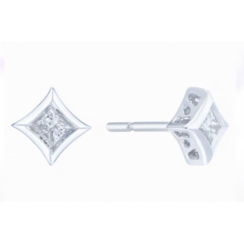 Orecchini Da Donna Con Vero Diamanti A Taglio Princess Da 1.80 Ct Scintillanti Bianchi