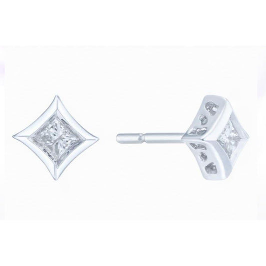 Orecchini Da Donna Con Vero Diamanti A Taglio Princess Da 1.80 Ct Scintillanti Bianchi