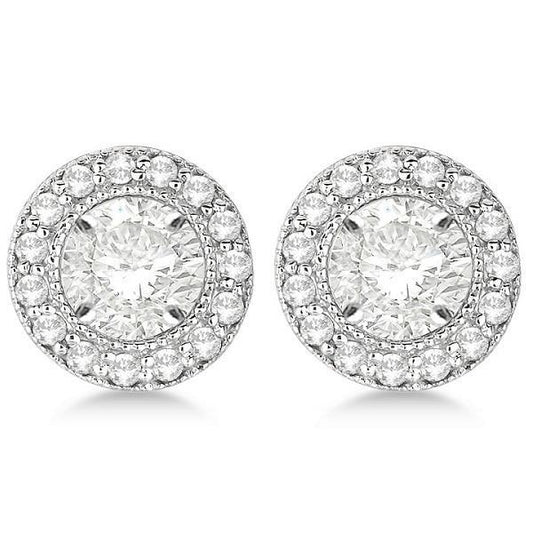 Orecchini Da Donna Con Vero Diamanti Rotondi Da 2.90 Carati Con Borchie In Oro Bianco 14K