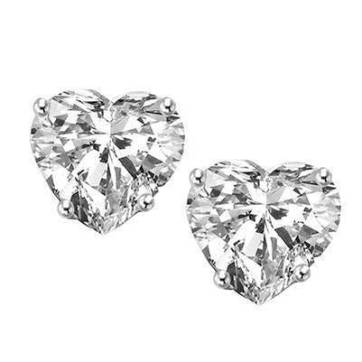 Orecchini Da Donna In Oro Bianco 14K Con Genuino Diamante Taglio A Cuore Da 3 Carati