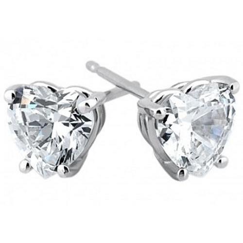 Orecchini Da Donna In Oro Bianco 14K Con Vero Diamante Taglio A Cuore 5 Carati Gioielli