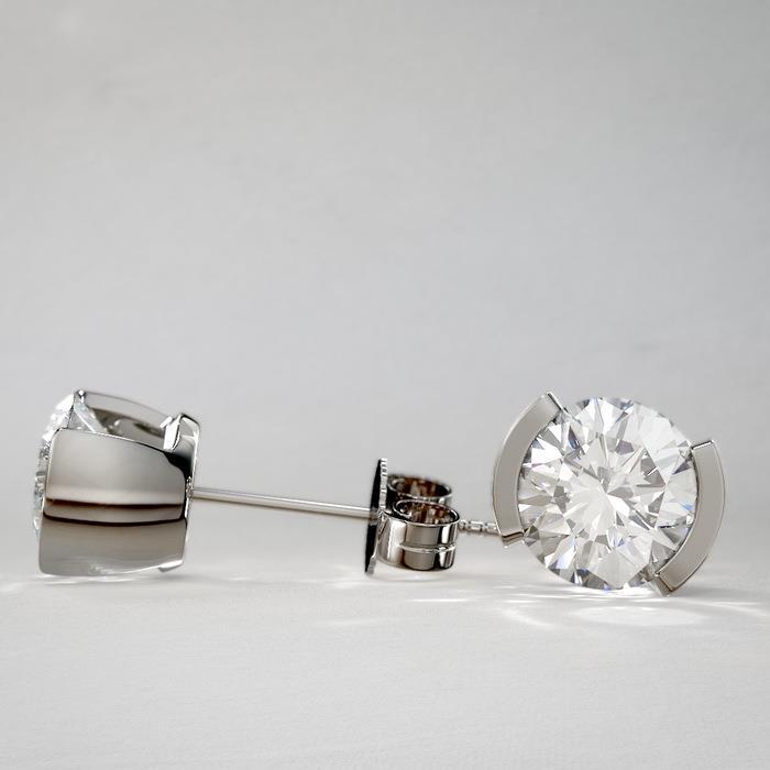 Orecchini Da Donna In Oro Bianco Scintillante Con Genuino Diamanti A Taglio Rotondo Da 3 Carati