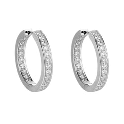 Orecchini Donna Cerchio 4.30 Carati Vero Diamanti Taglio Rotondo Oro Bianco 14K