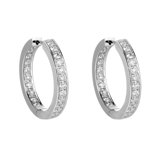 Orecchini Donna Cerchio 4.30 Carati Vero Diamanti Taglio Rotondo Oro Bianco 14K