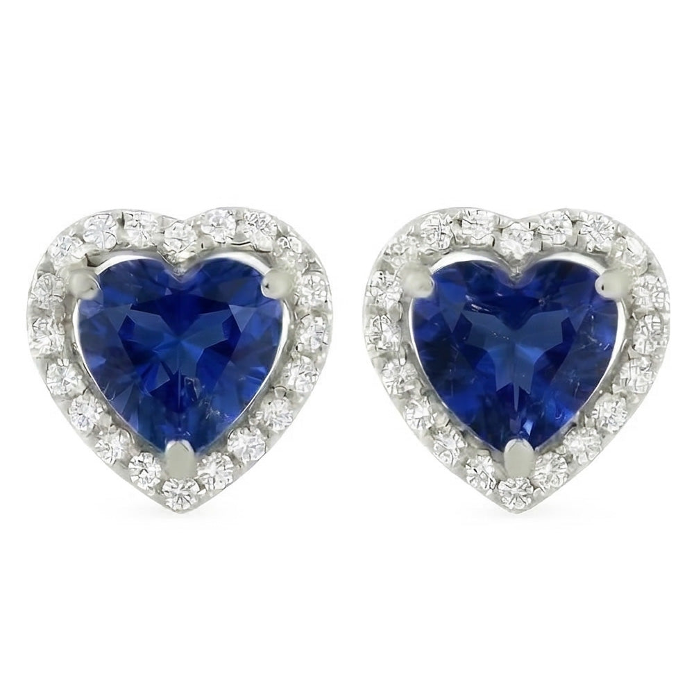 Orecchini Halo con Zaffiro di Ceylon da 6,80 carati e Diamanti Naturali Autentici ( non creati in laboratorio ) in oro bianco 14K