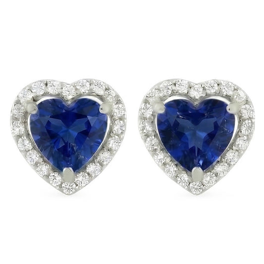 Orecchini Halo con Zaffiro di Ceylon da 6,80 carati e Diamanti Naturali Autentici ( non creati in laboratorio ) in oro bianco 14K