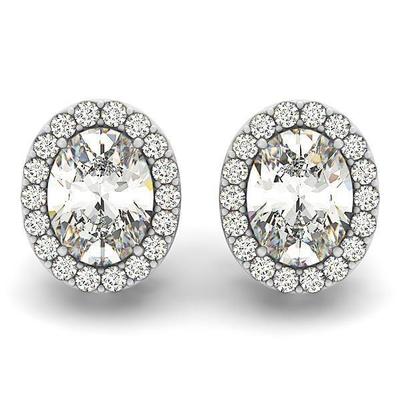 Orecchini In Oro Bianco 14K 7.10 Carati Con Naturale Diamanti Taglio Brillante Rotondo