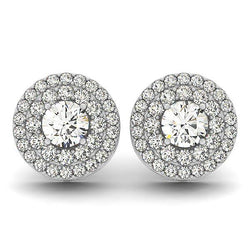 Orecchini Lady Stud Halo Con Naturale Diamanti Tondi Scintillanti Da 5,70 Carati E Oro Bianco 14K