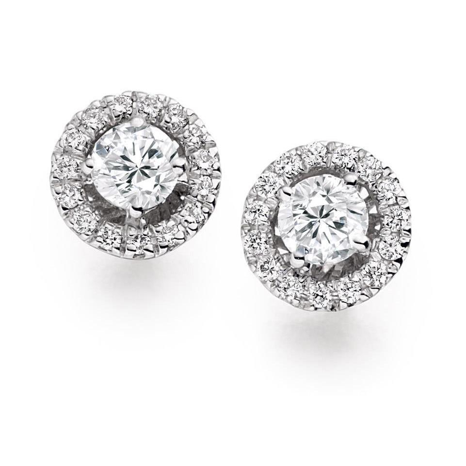 Orecchini Lady Studs Halo Con Vero Diamanti Da 2.3 Carati In Oro Bianco 14K